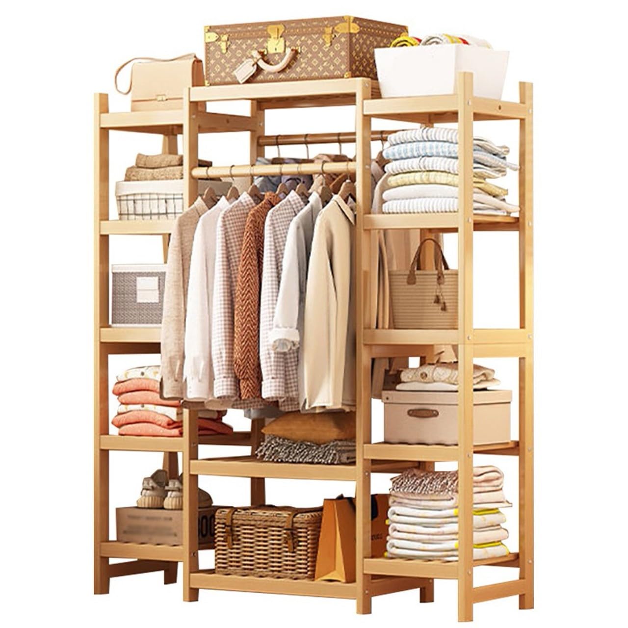 Portant à vêtements grand modèle en bois pour aménager une entrée chaleureuse