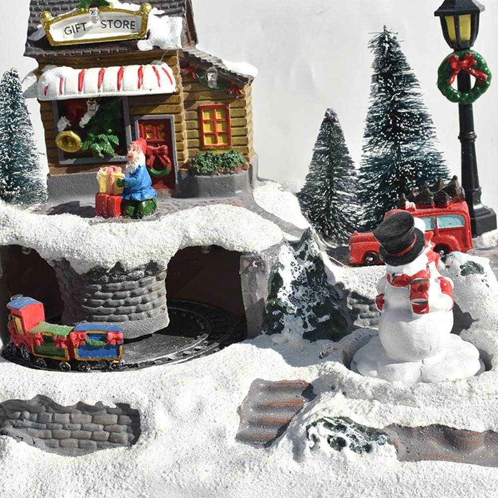 Christmas Glowing LED Light Music House European Style House Exquisite Crafts Cottage Christmas Snowman Santa Decorations Gifts (Size : Style 2) (Style 1)
