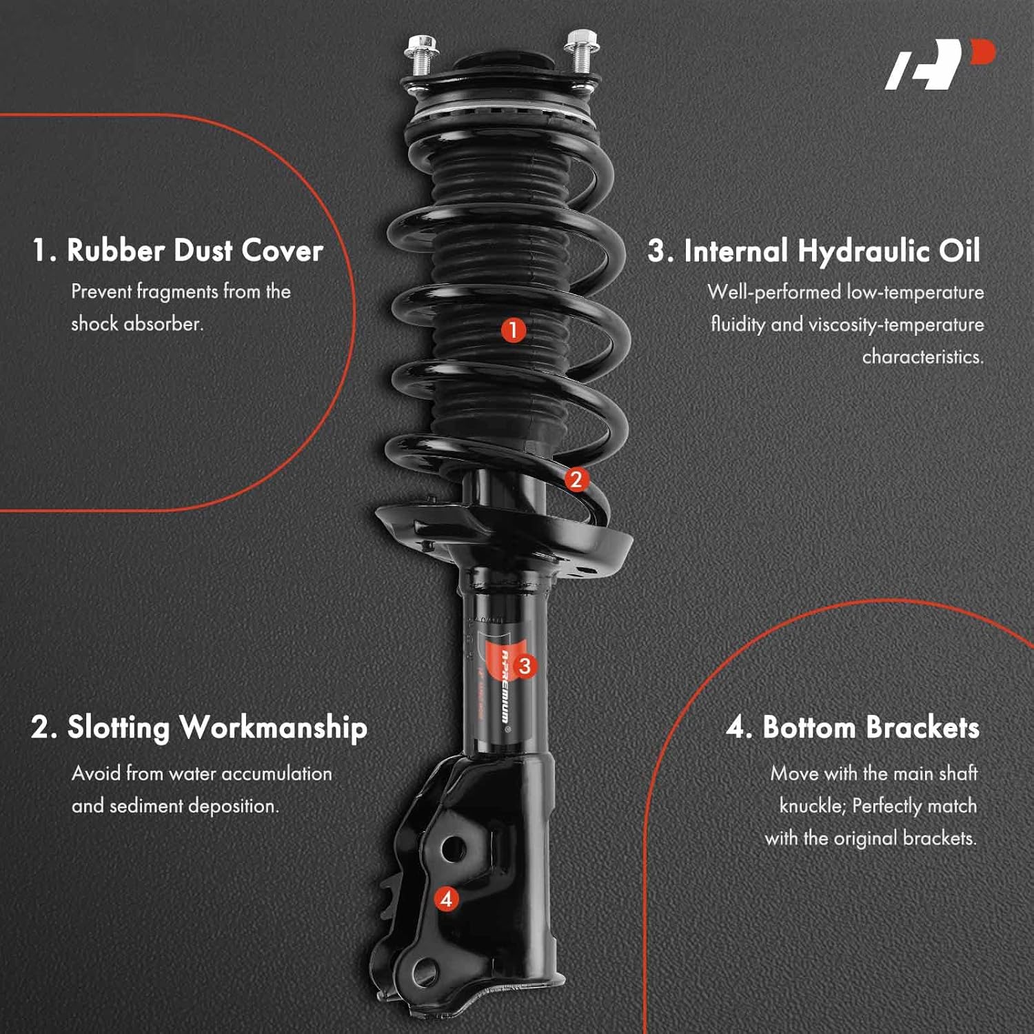 A-Premium Front Pair (2) Complete Shock Struts & Coil Spring Assembly Compatible with Honda Civic Sedan 2006-2011 & Acura CSX 2006-2011, Driver and Passenger Side