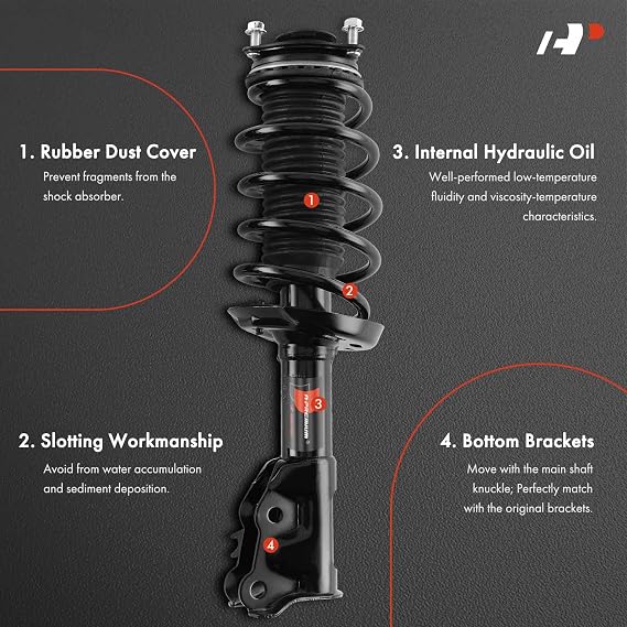 A-Premium Front Complete Strut Assemblies with Coil Springs, Set of 2