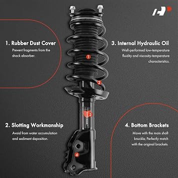 A-Premium Front Complete Strut Assemblies with Coil Springs, Set of 2