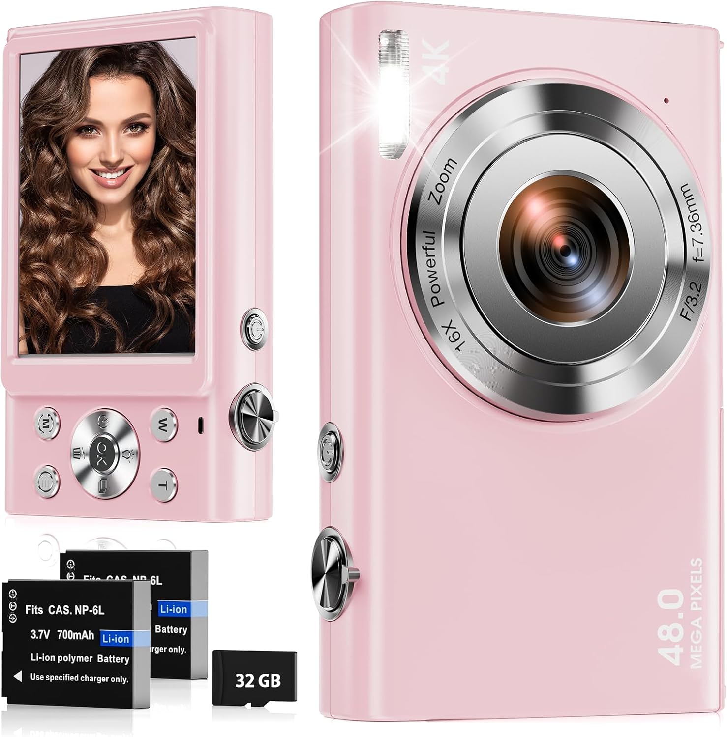 STUOGYUM Digital Camera, 4K Autofocus Camera with 32G SD Card, HD, 48MP ...