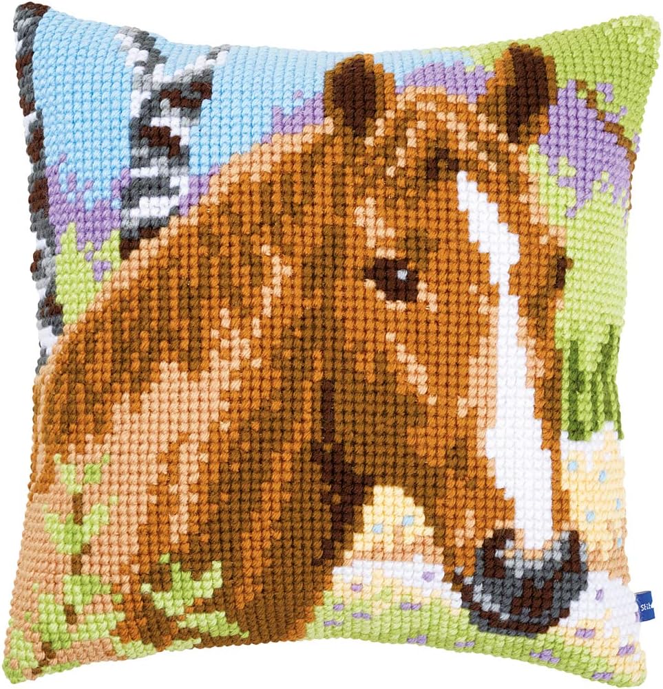 Vervaco Cross Stitch Cushion Kit: Brown Mare, NA, 40 x 40cm