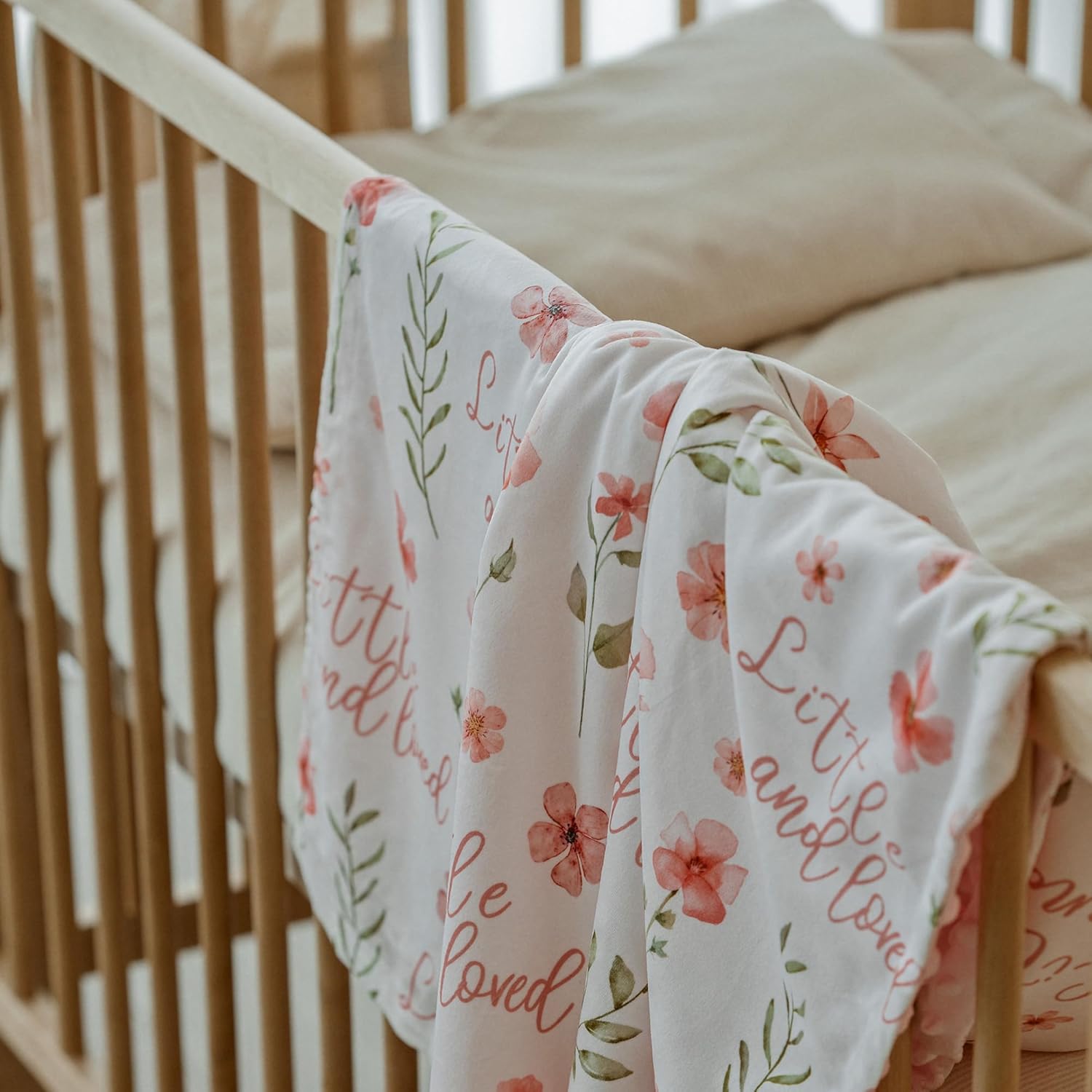 Floral Baby Blankets for Girls - Super Soft Nursery Minky Blanket, Newborn Baby Blanket with Double Layer Dotted Backing, Pink Lightweight Bed Throw Blanket, 30 x 40 Inch - Image 6