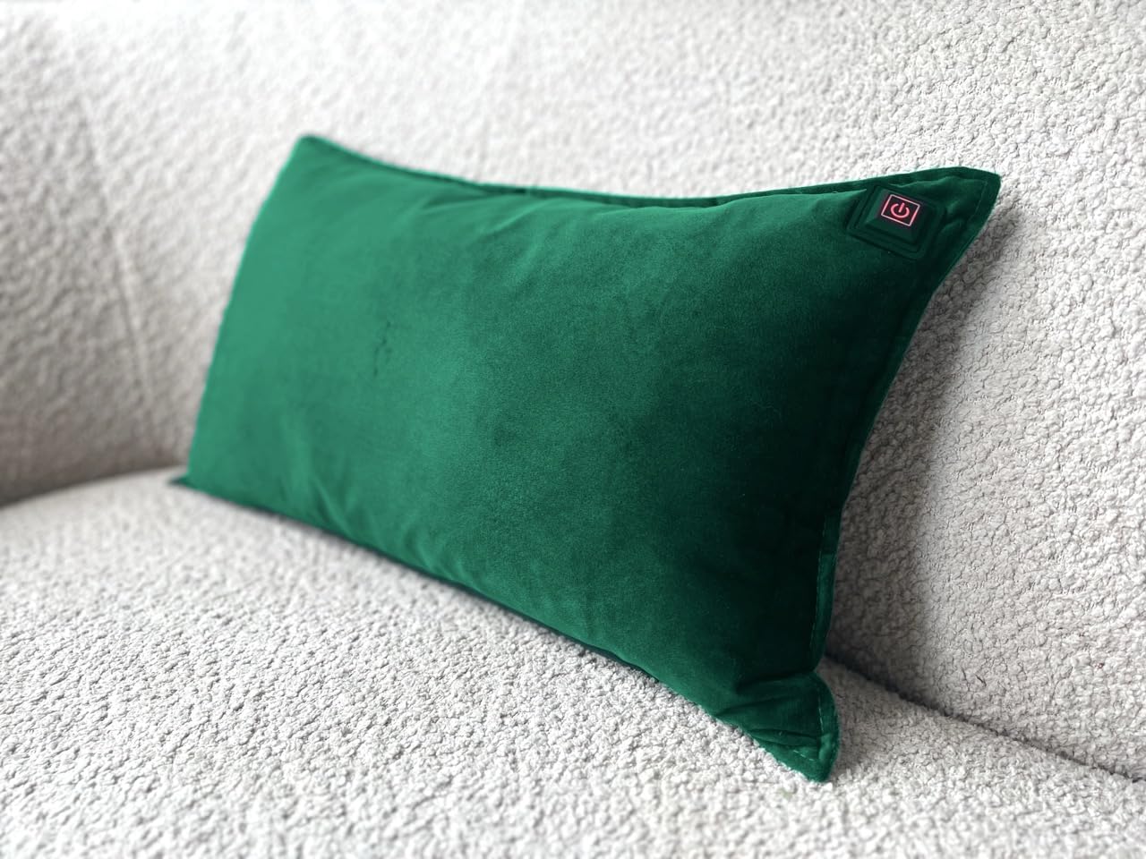 Almohadilla térmica infrarroja, almohadilla térmica con caraPowerbank - terciopelo de 30 × 50 cm - Uso flexible tanto inalámbrico como con el cable integrado (verde oscuro)