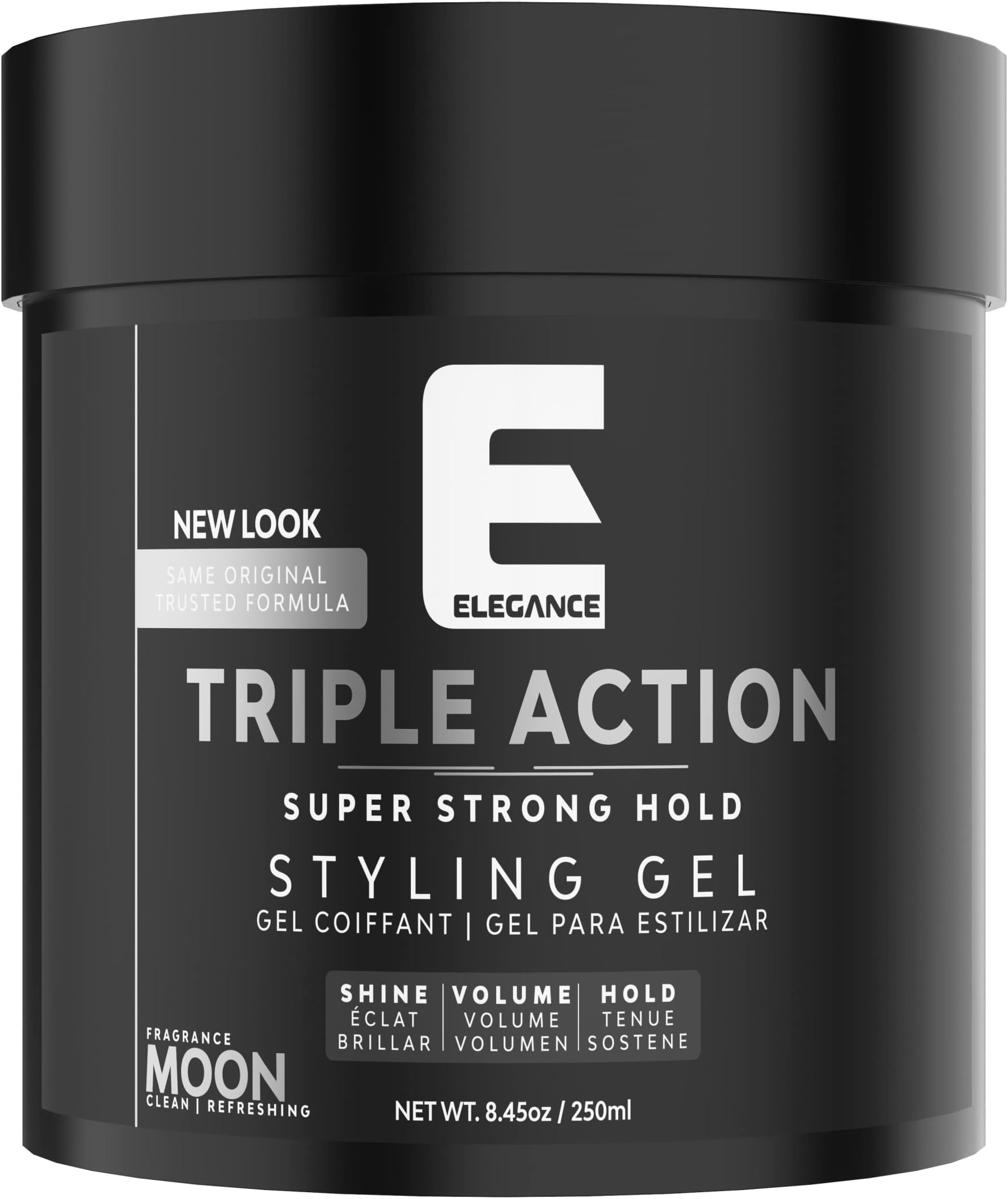Moon Fragrance Triple Action Hair Gel for Men And Women - Super Strong Hold, Extreme Volume, And Long Lasting Shine - Flake Free And Refreshing Fragrance - All Hair Types, 8.45 oz