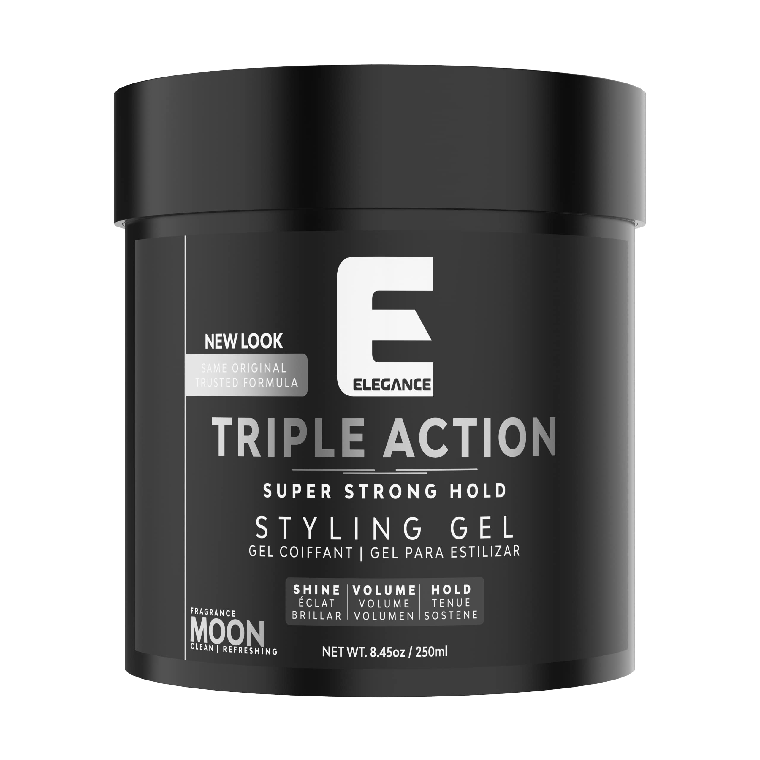 E Elegance Triple Action Hair Gel Moon Strong Hold 8.45 Oz