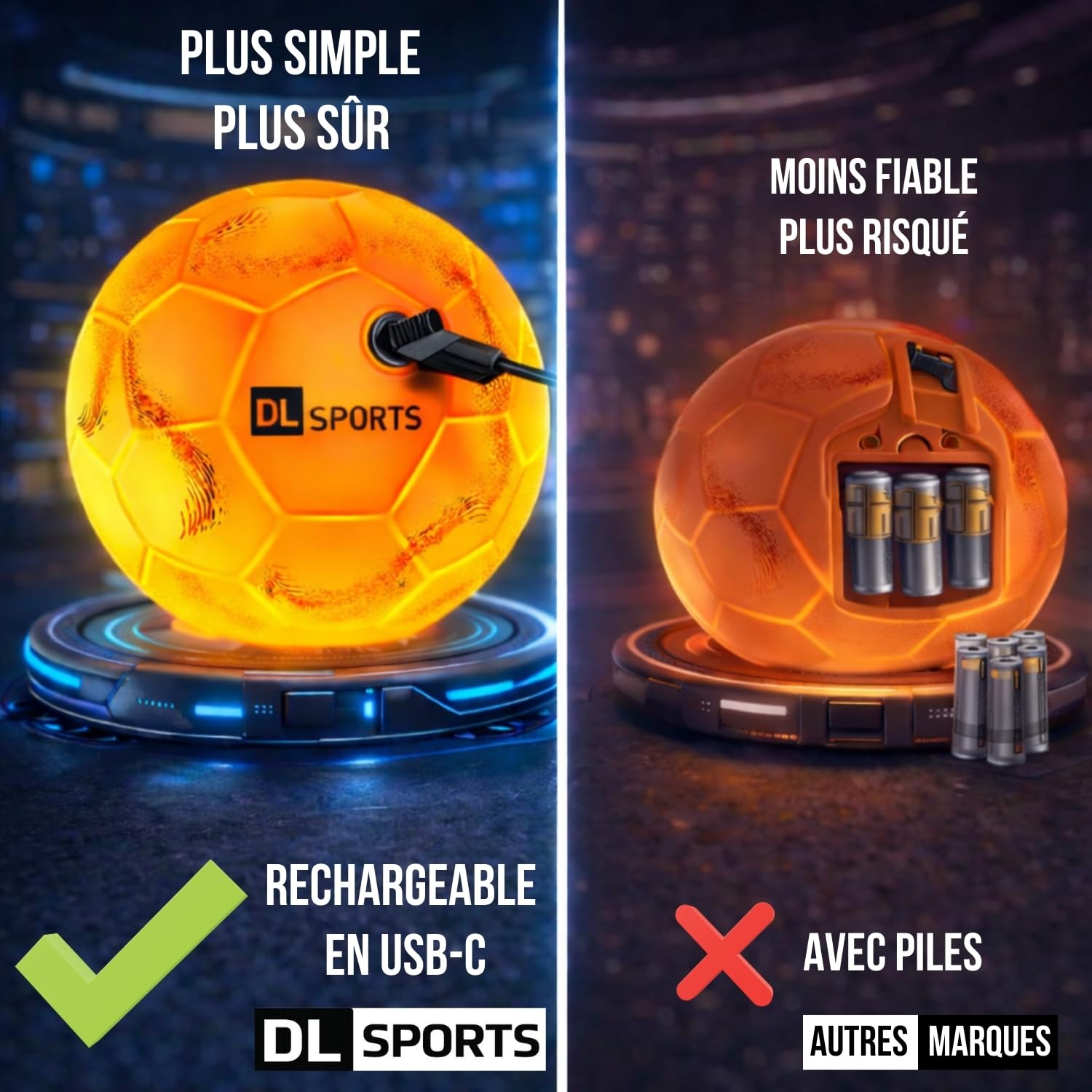 Ballon de Foot Lumineux LED Rechargeable – Ballon Foot Enfant Extérieur Reflechissant – S’Allume la Nuit en Fluorescent – Idée Cadeau Football Enfant – Jeu Sécurisé Jour & Nuit