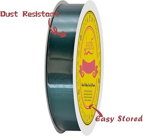 Miniatura 495 de Cinta de satén verde esmeralda de doble cara de 1-1/2 pulgadas x 50 yardas, cinta de poliéster verde esmeralda para envolver regalos, muy adecuada