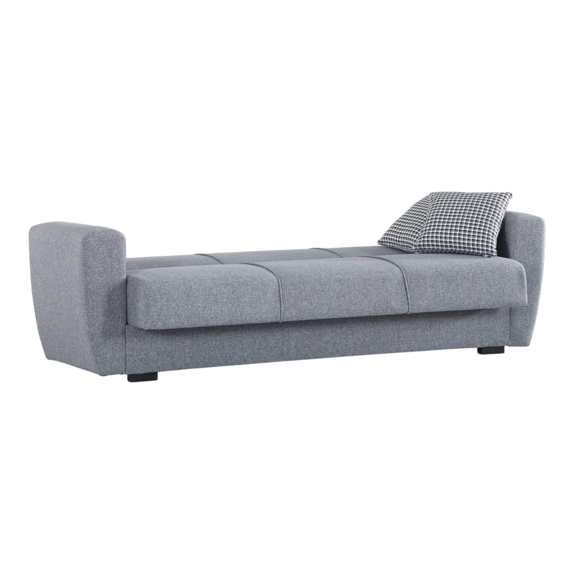 Dmora Divano Letto 3 posti Escobar, Divano Letto Contenitore lineare, Sofà da Soggiorno Apertura Click-clack, 223x84xh80 cm, Grigio