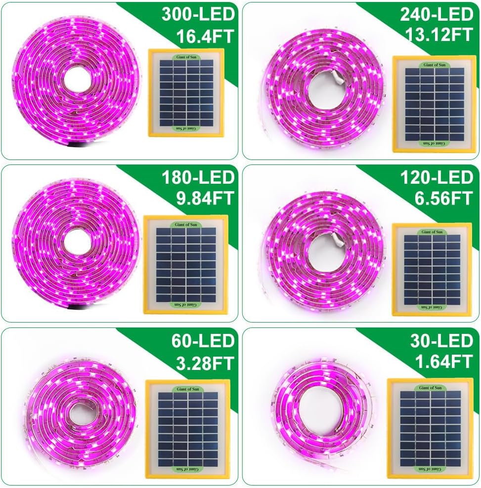 Solar Panel LED Grow Light Full Spectrum 5V Grow Light Strip 3M 2835 LED Phyto Lamps 9.84ft Flower Seed Hydroponic Light for Indoor Plants Greenhouse Hydroponic Seedling Growing Lamp