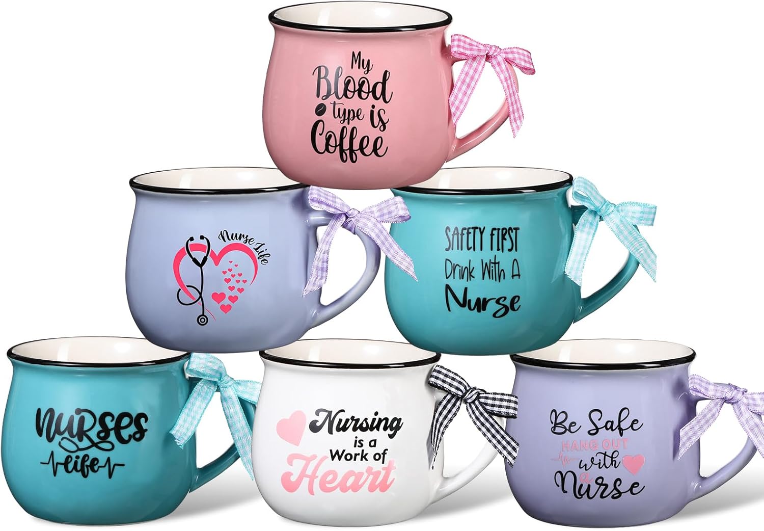 Zubebe 12 Pcs 12 oz Nurse Gift Mugs, Week Coffee Mugs, Nurse Appreciation Gifts Ceramic Inspirational Coffee Cup Gifts for Coworker