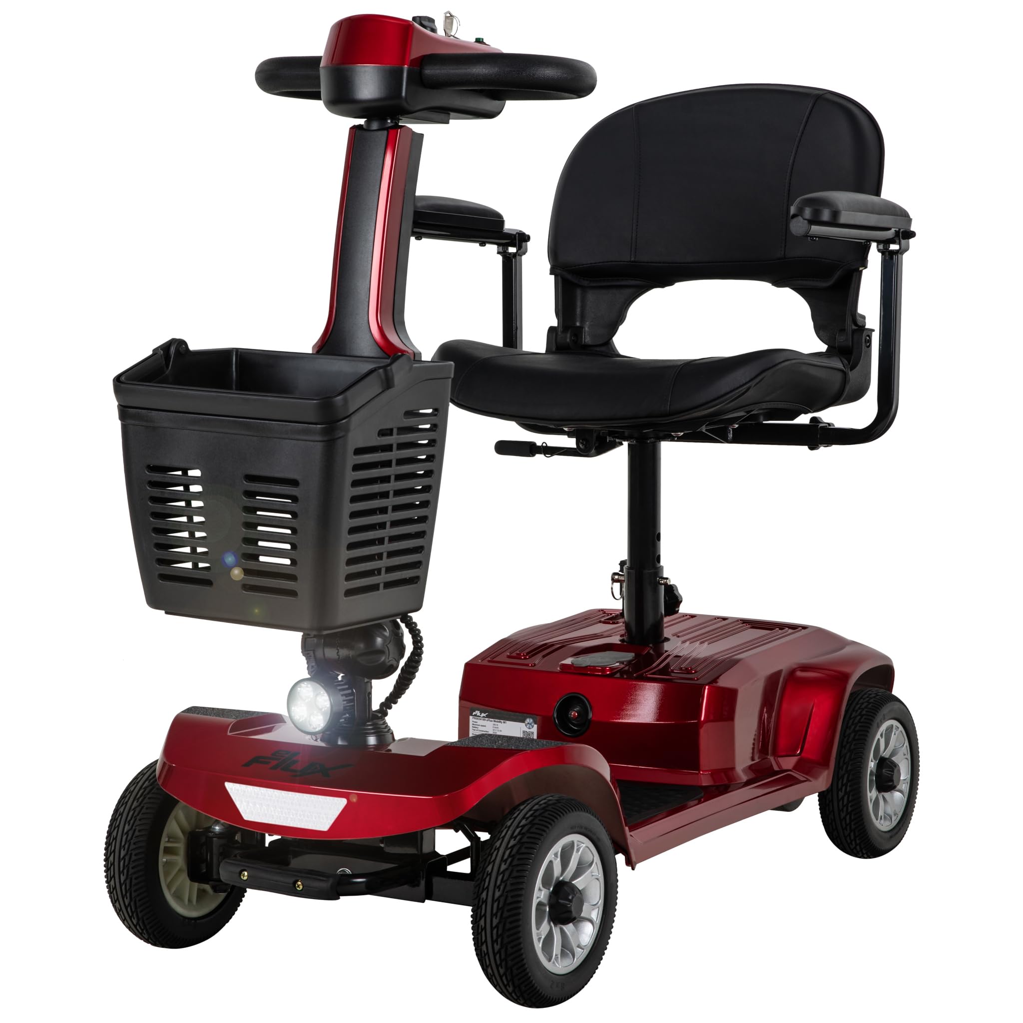 eFlux Seniorenmobil M1 | Elektromobil für Senioren klappbar - Bis 20 km Reichweite - Rollator - Rollstuhl elektrisch - Elektrorollstuhl - Seniorenroller (Rot)