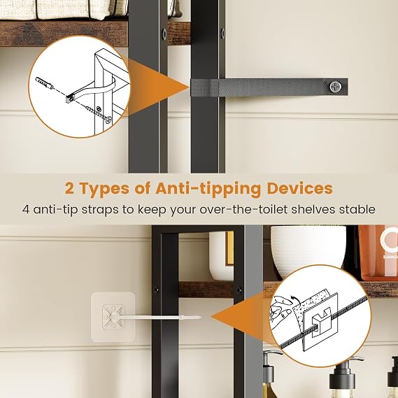 Asgolion Over-The-Toilet Storage Rack, 3-Tier Bathroom Shelves Over Toilet