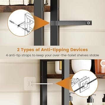Asgolion Over-The-Toilet Storage Rack, 3-Tier Bathroom Shelves Over Toilet