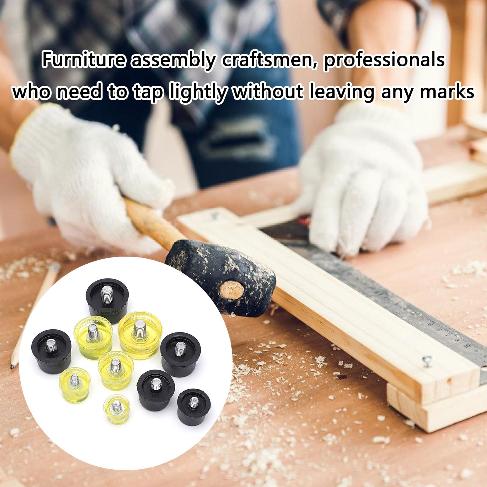 Multipurpose Rubber And Hammer Heads Replacement Set Yellow Black Tip For Projects Accurate And Safe Striking