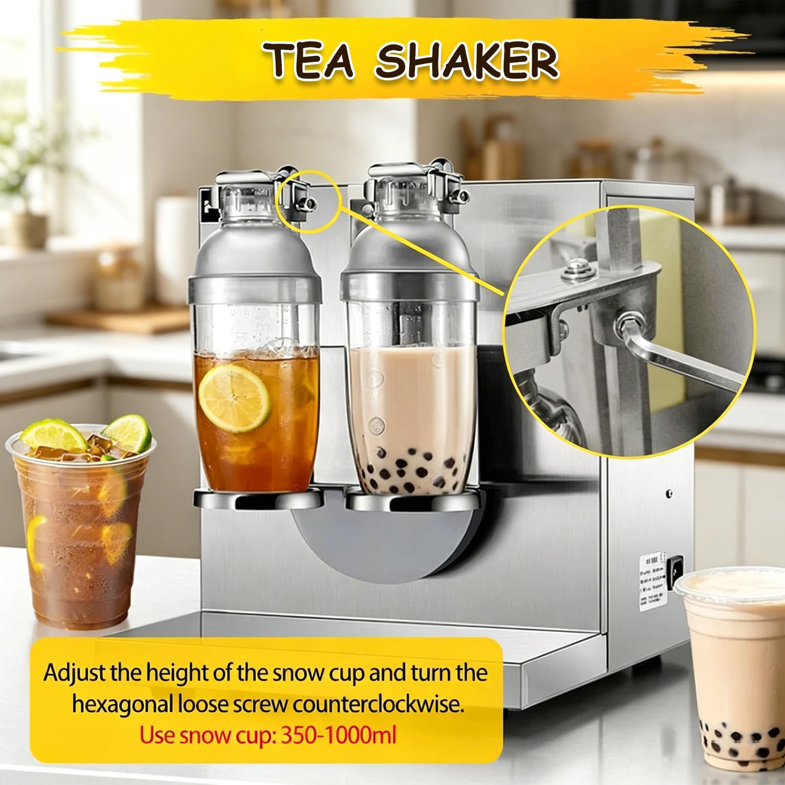 Elektryczny shaker do herbaty mlecznej o mocy 120 W,elektryczna maszyna do robienia bubble tea,dwuramowa maszyna do robienia bubble boba z regulacją w zakresie 0–120 s,do herbaty,soku,kawy i wina