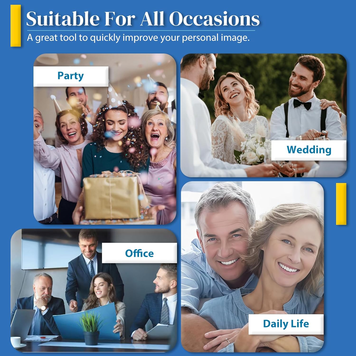 DIY Denture Kit for Emergency Replacement - Natural Looking Comfort-Fit Fake Teeth, Upper & Lower Set for Everyday Use, Universal Size for Men & Women