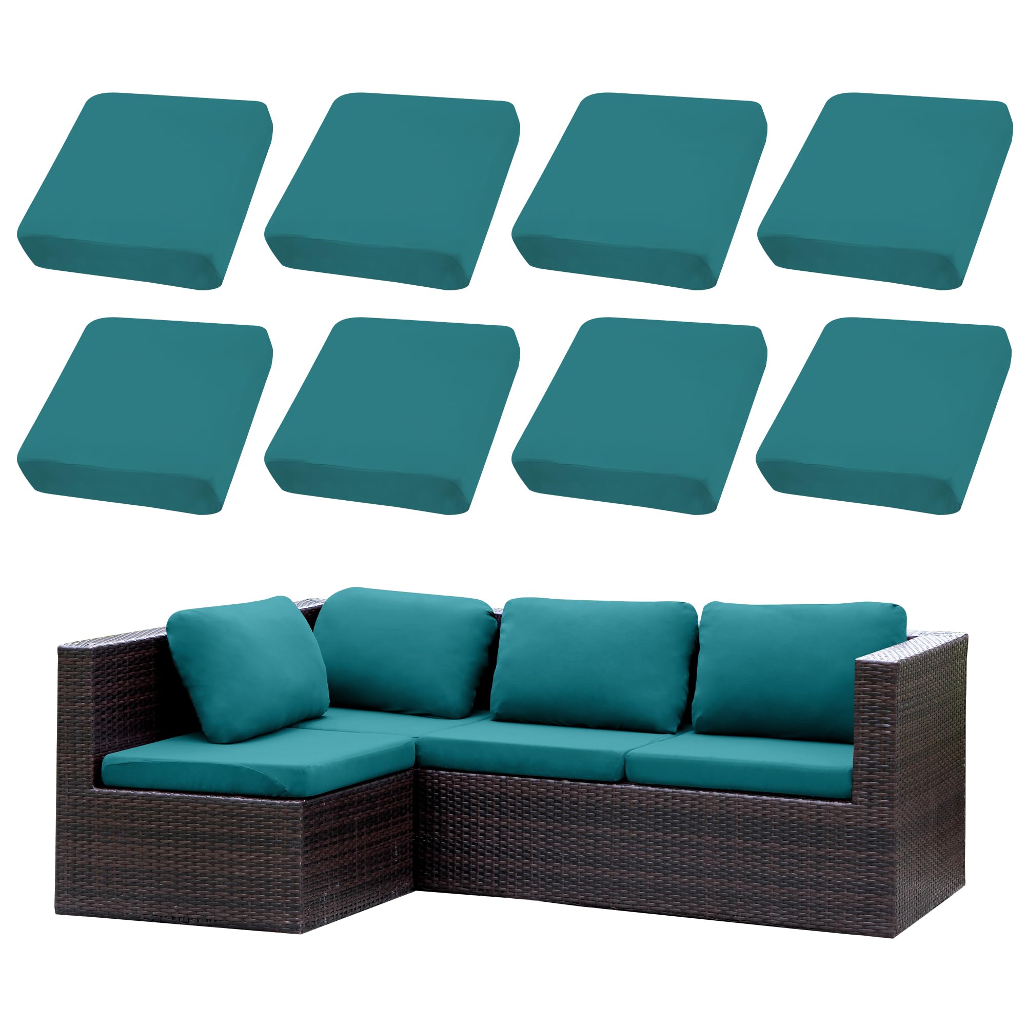 Photo 1 of SUKAIKEQA Outdoor Cushion Covers Set,8PCS Patio Furniture Couch Seat Slipcovers, Replacement for Sofa Sectional Chair(Cover?Only)