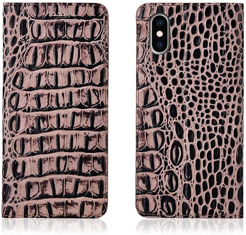 Étui de téléphone magnétique en cuir marron antichoc iPhone Xs Max