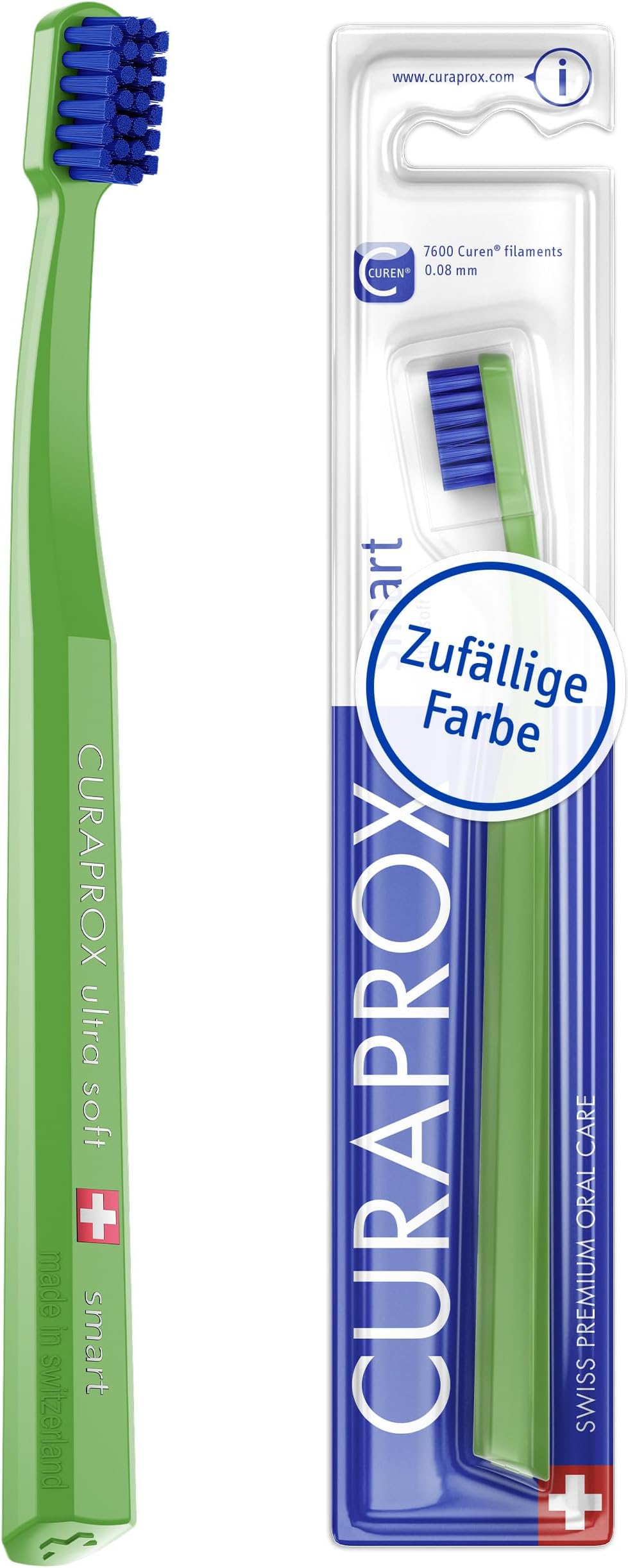 CS Smart Toothbrush – Kids & Adults | Ultra-Soft Plaque Removal | Small Head with 7,600 Curen® filaments | Random Color | Single Pack | Made in Switzerland