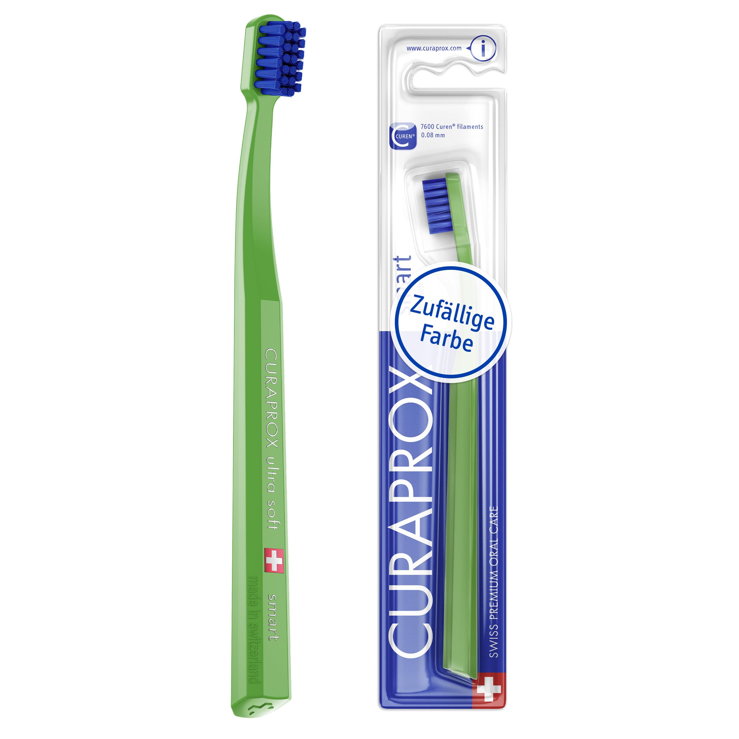 CURAPROX Inteligentna szczoteczka do zębów CS-dzieci i Dorośli/Ultra Miękkie | mała główka z 7600 filamentami Curen® / Losowy kolor/pojedyncze opakowanie/Made in Switzerland | Dla dzieci i dorosłych | ultramiękkie usuwanie płytki nazębnej | mała główka, w