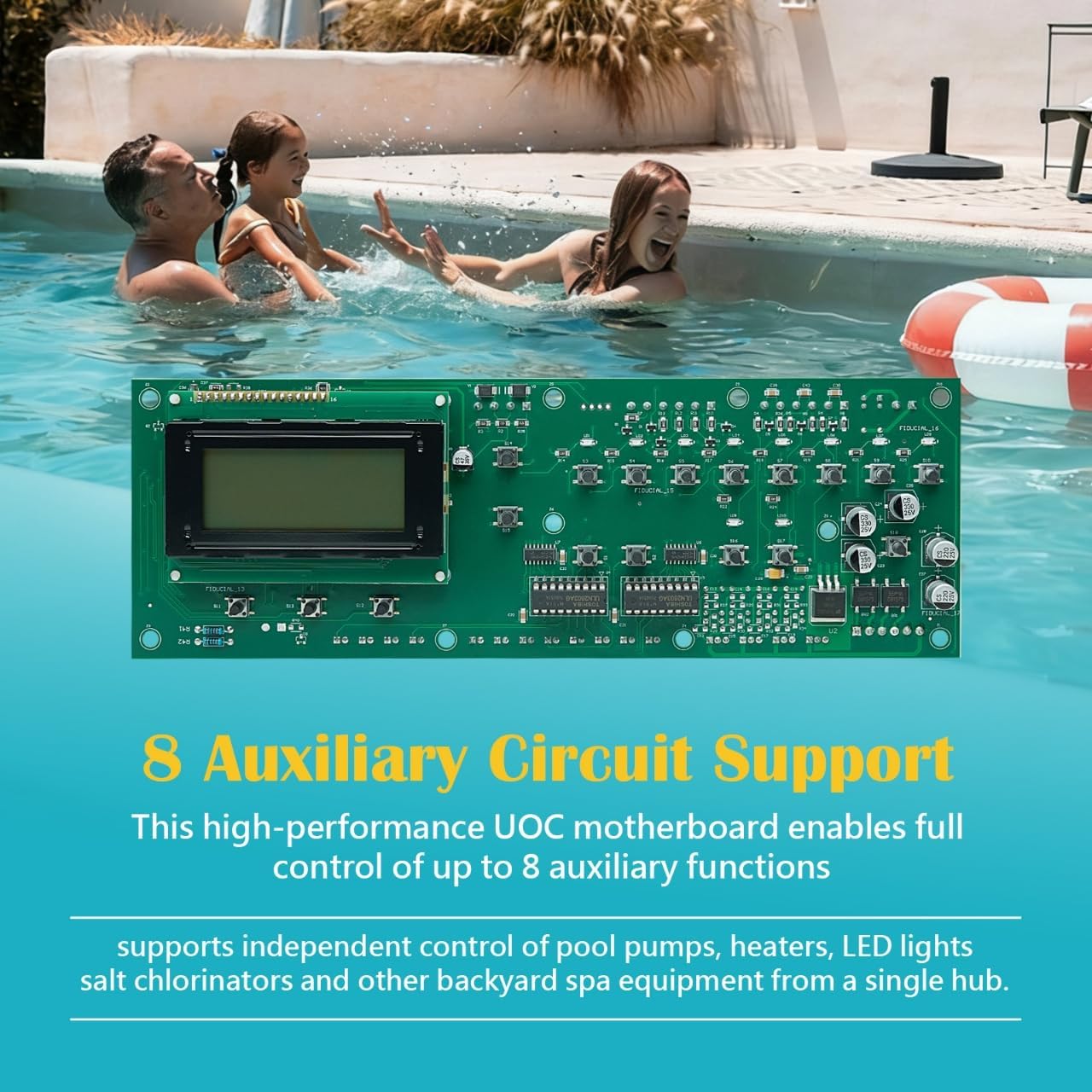 520657 8 Auxiliary UOC Motherboard Compatible with Pentair EasyTouch Series Pool and Spa Automatic Control Systems