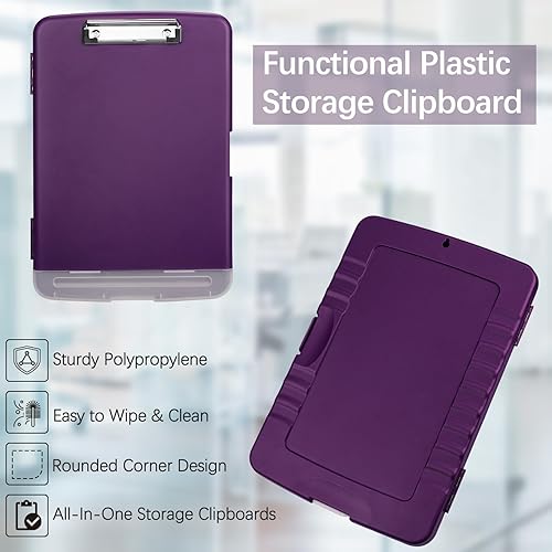 Miniatura 6 de Portapapeles con almacenamiento, portapapeles de plástico de 8.5 x 11 pulgadas con soporte para bolígrafo, carpeta de portapapeles de enfermería de