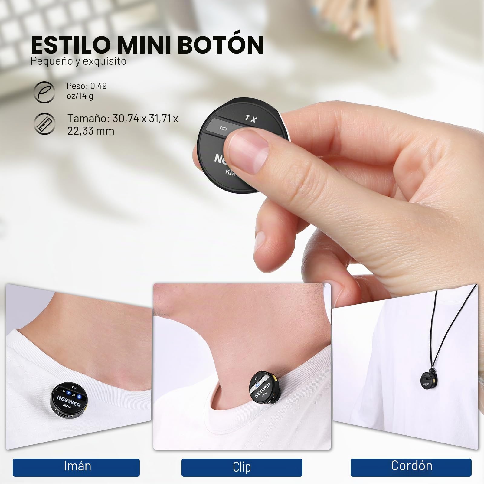 NEEWER Micrófono Lavalier Inalámbrico para USB C con Estuche Carga,Compatible con iPhone/Android/PC/Laptop,Mini Micrófono Solapa 48KHz/24Bit,Cancelar Ruido Batería 24H para Grabación Vlog Vivo, KM18