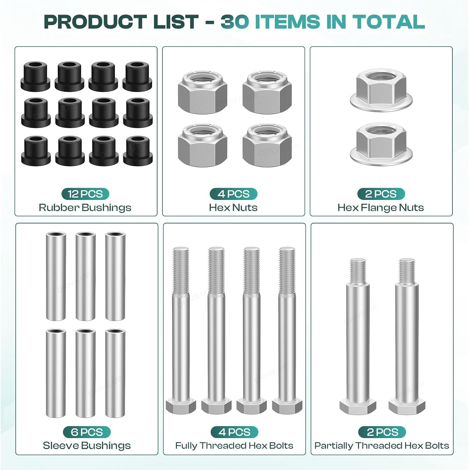 DRIVE UP Golf Cart Rear Leaf Spring Bushings Kit for EZGO TXT 1994-up Gas and Electric Golf Carts, Bushing and Sleeves with Screws Nuts, Replace OEM 1015583, 70289G0