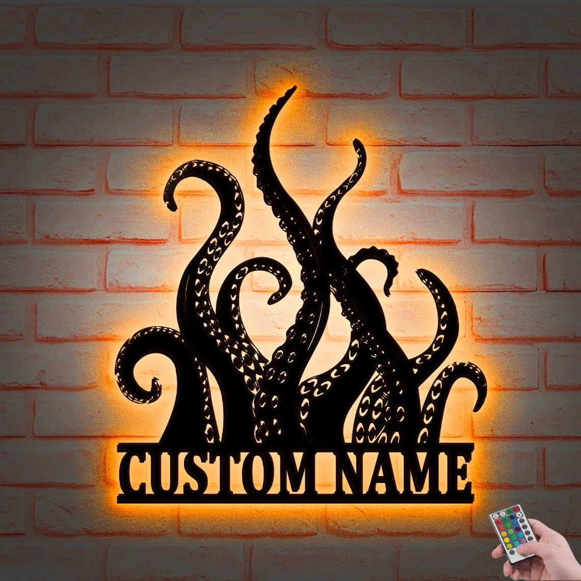 Custom Octopus Tentacles Metal Wall Art With LED Light Personalized Octopus Name Sign Home Decor Kid Nursery Decoration Kid Gifts