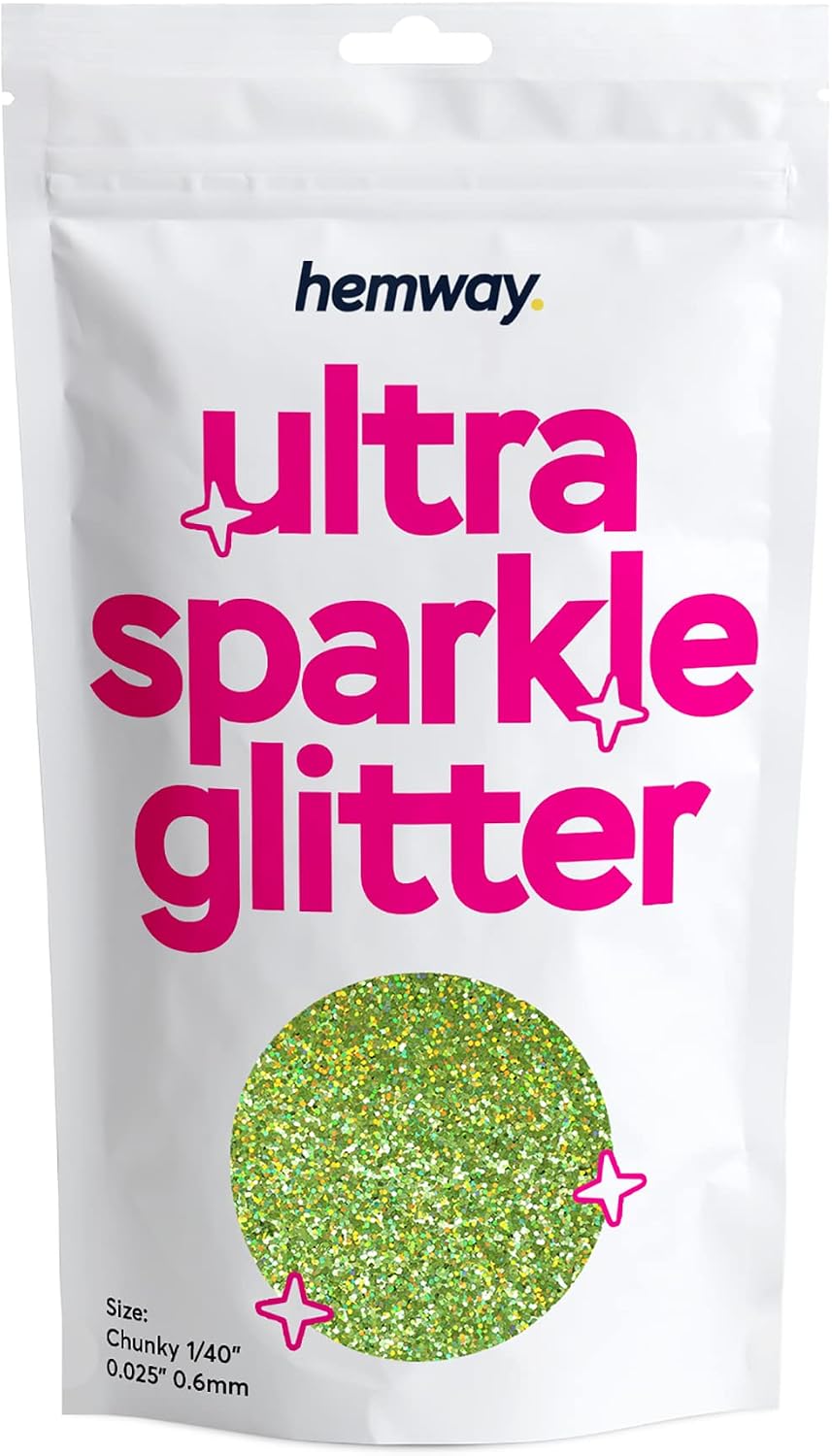 Hemway Ultra Sparkle Glitter Lime Green Holographic 100g Chunky