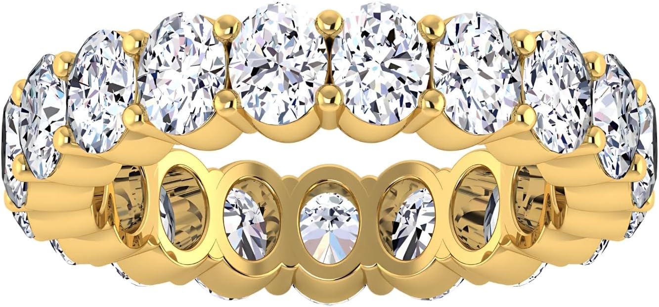 4.23 CTW Oval Cut Diamond Eternity Ring for Women in 14K White Gold/Yellow Gold | E-F Color, VS Clarity | Wedding, Anniversary, Luxury Fine Jewelry Gift | Lab-Grown Diamonds | Ring Size 6.5 - Image 2