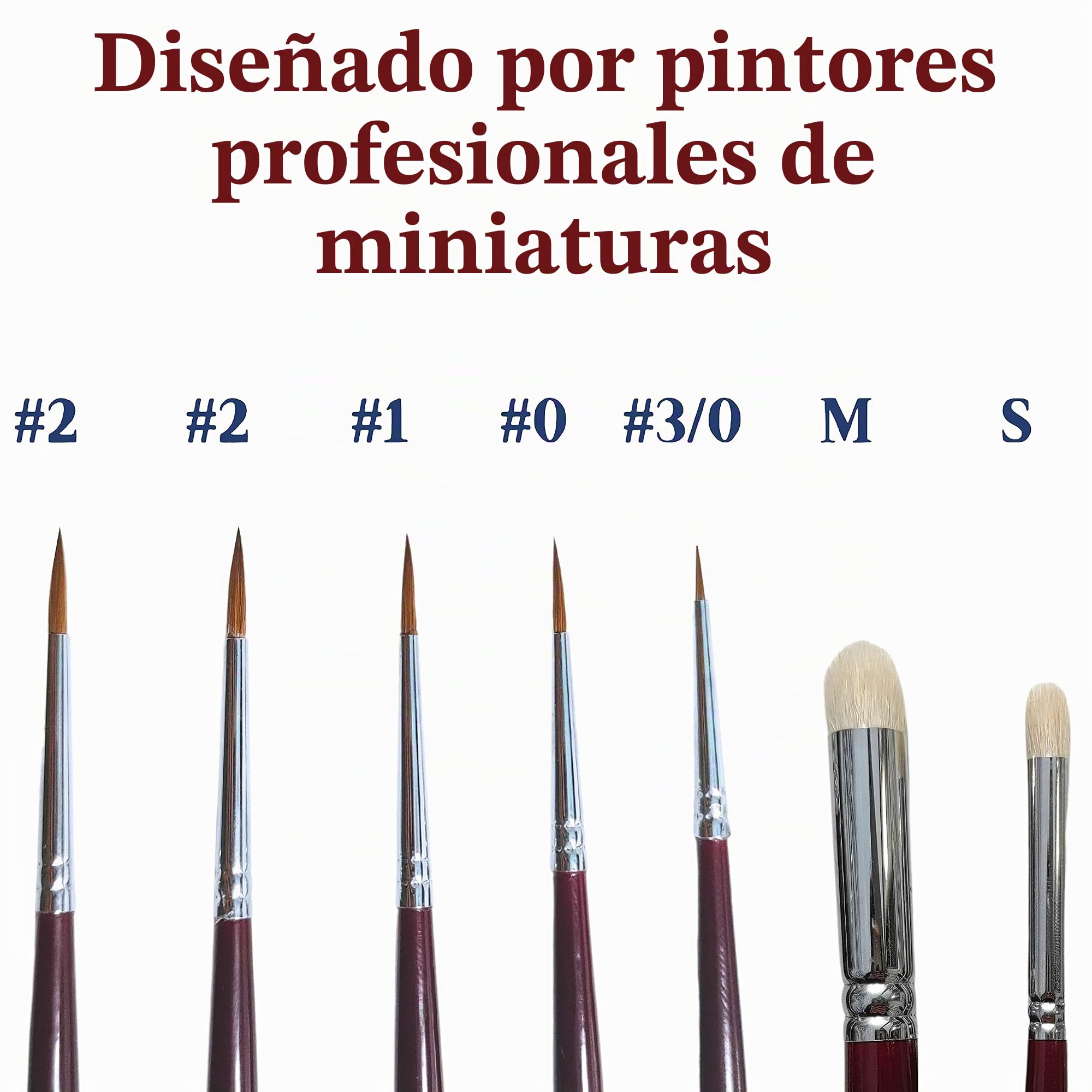 FOXBITE Juego de Pinceles de Marta Kolinsky para Pintar miniaturas, modelar Piezas, Pintar Detalles Finos, Kit de Pintura en Miniatura, minipinturas acrílicas para Warhammer