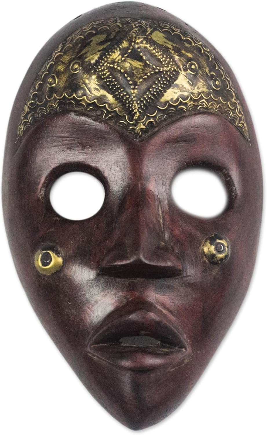 NOVICA Handmade African Wood Mask Dan from Ghana Woodbrass Masks Ghanaian [9.75in H x 6in W x 3.3in D] 'Male Dan'