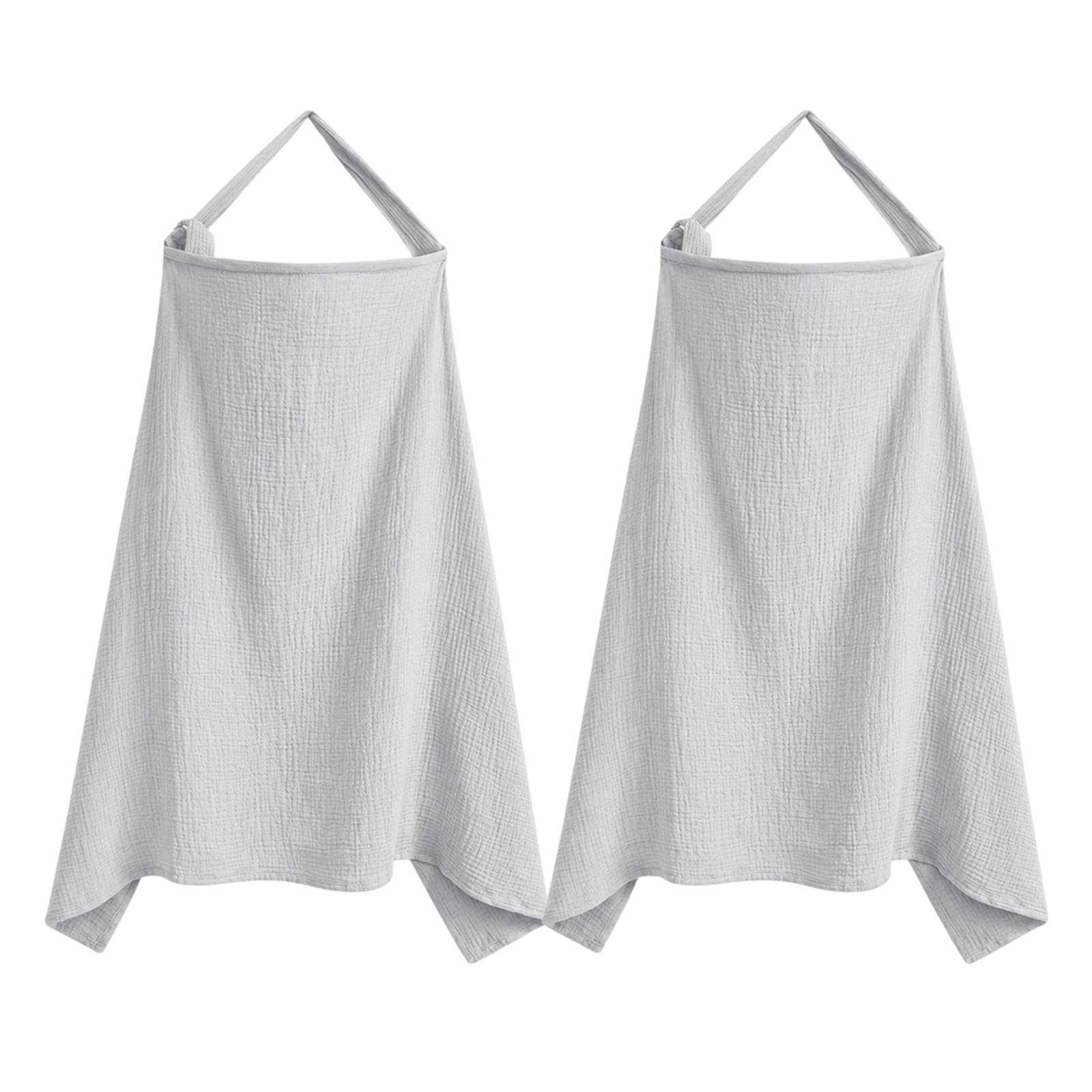 2 Pack Breastfeeding Cover for Mum, Cotton Nursing Cover Breast Feeding Cover with Stylish Poncho Design, Breathable Baby Feeding Cover Up for Breastfeeding Essentials, Baby Shower Gift，2 Pack Grey
