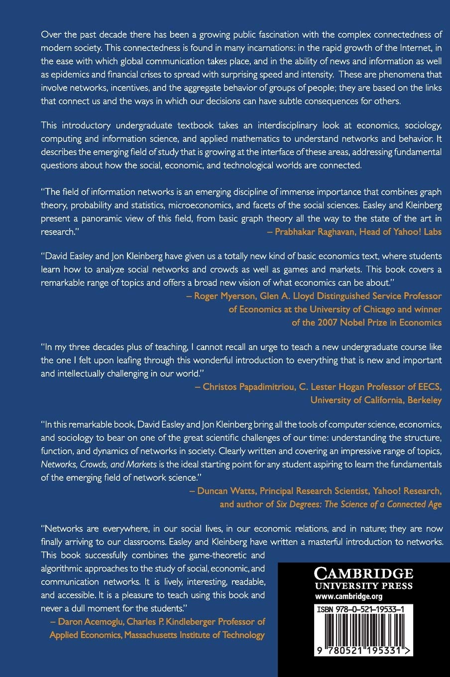 Networks, Crowds, and Markets: Reasoning about a Highly Connected World
