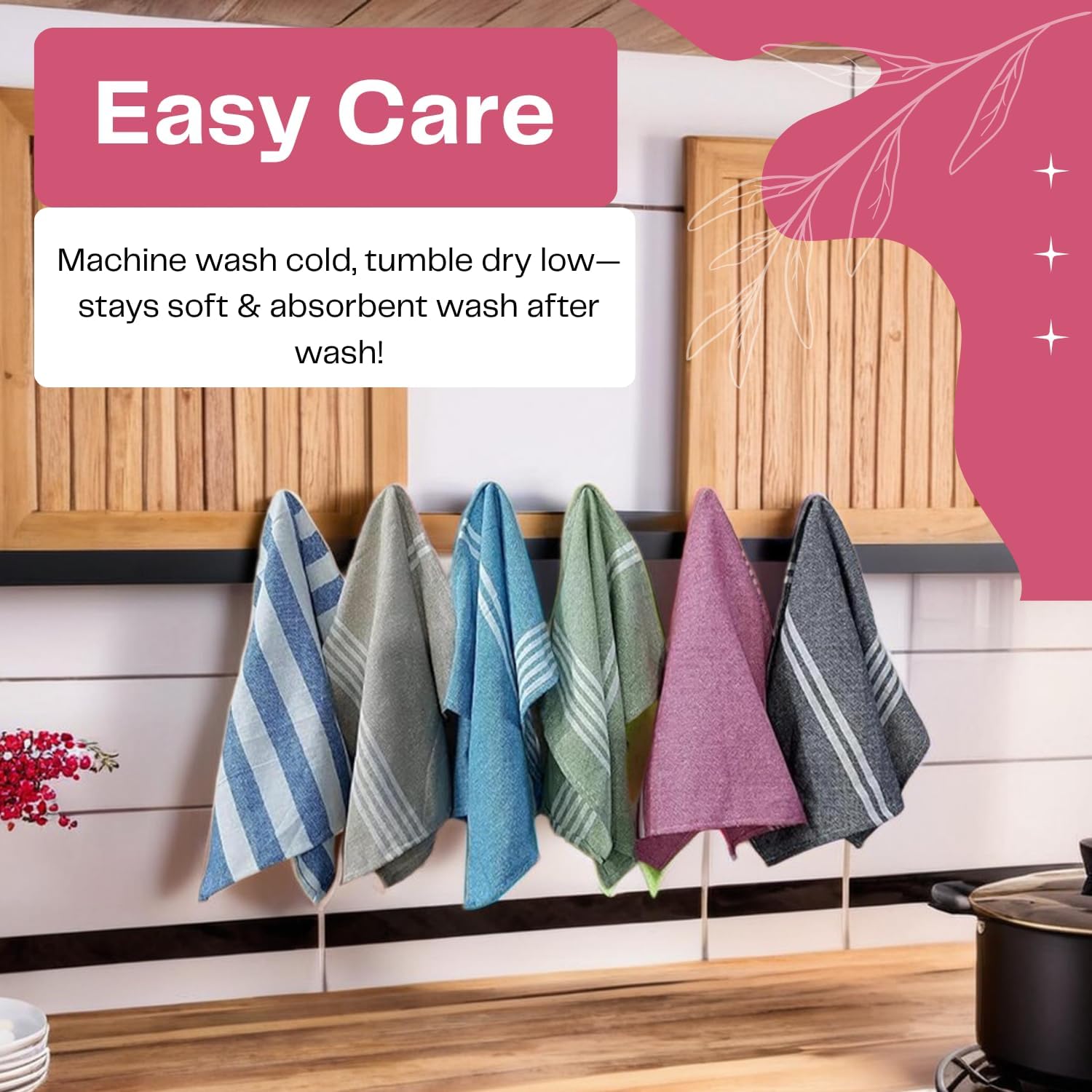 Värde® 10 Pcs Dishcloths | 12x16 Inches | Bulk Cotton Kitchen Cleaning Dish Cloths | Scrubbing Wash Cloth Sets | Multipurpose Cloth | 100% Cotton. (Multicolor, Set of 10) 3