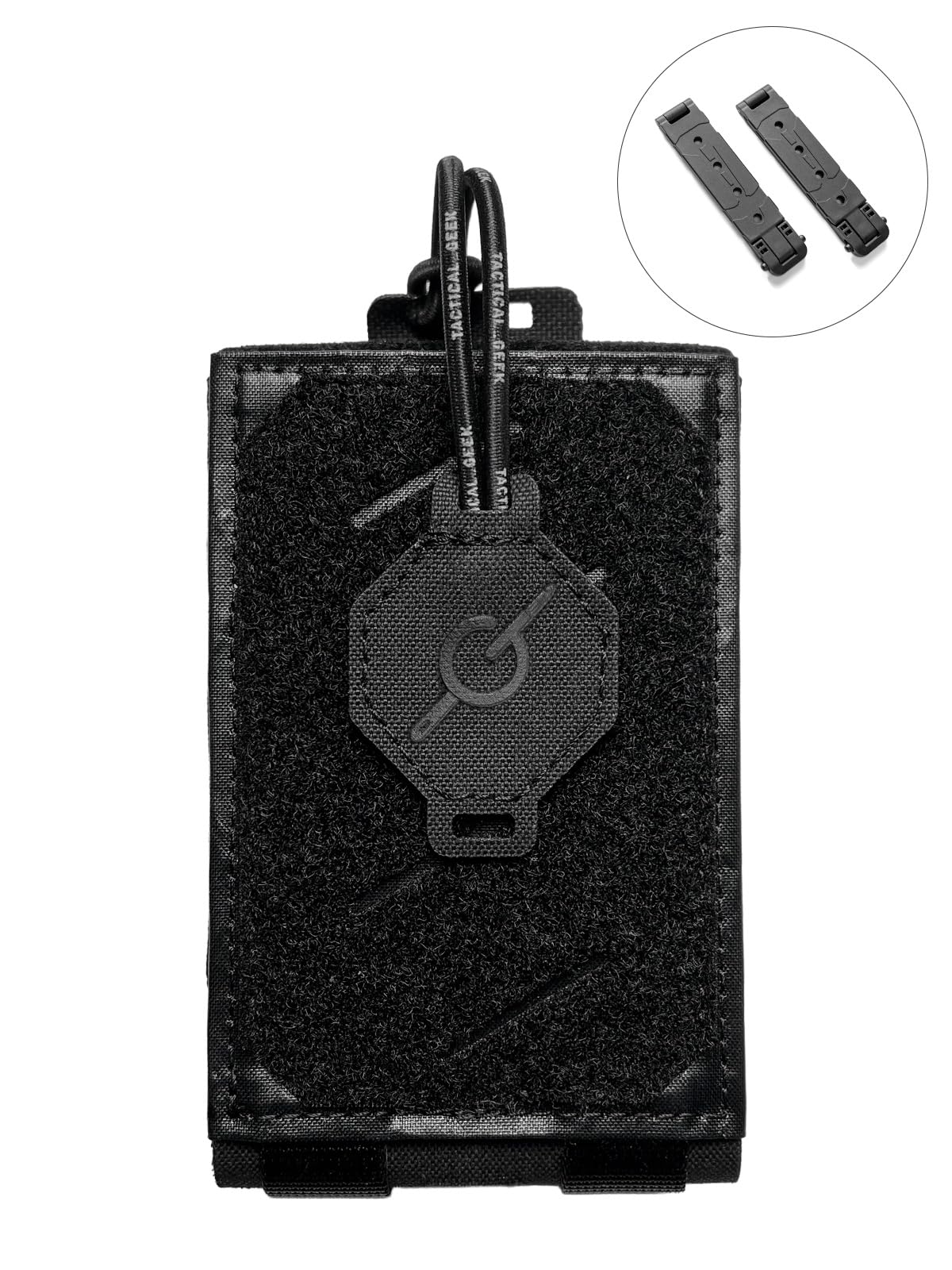TACTICAL_GEEK EXT16 MOLLE - Custodia compatta per smartphone, in nylon, con cinghia di fissaggio, patta in per un accesso rapido, adatta per zaino e tracolla, colore: nero