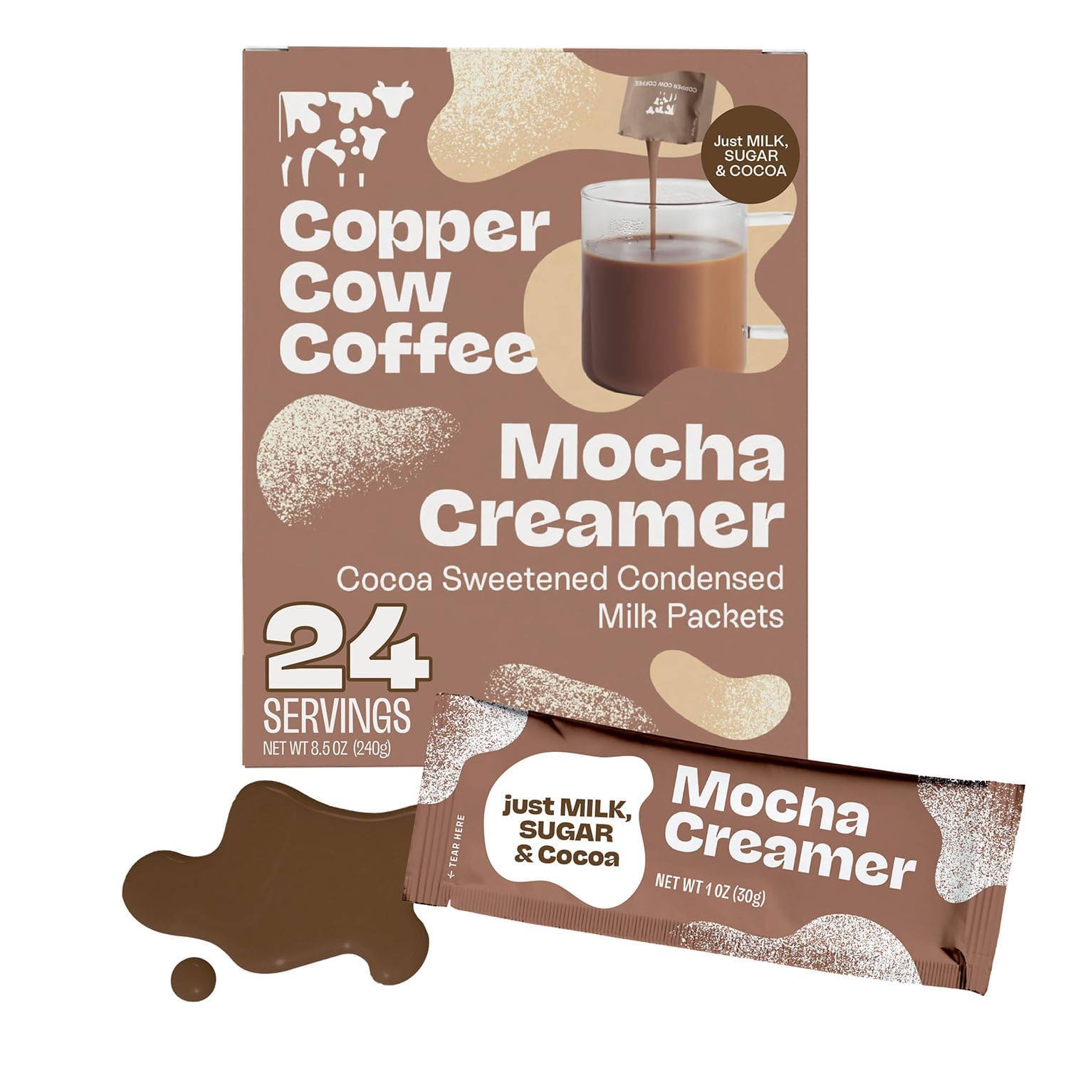Sweetened Mocha Milk Creamer Singles (24 pack) | Vietnamese Inspired Coffee Creamer, All Natural Creamer Packets for Pour Overs & Lattes | No Refrigeration Needed, Travel Friendly