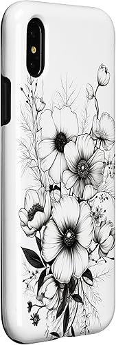 Miniatura 9 de Funda para iPhone 13 Flowers Design Black and White Floral para mujer