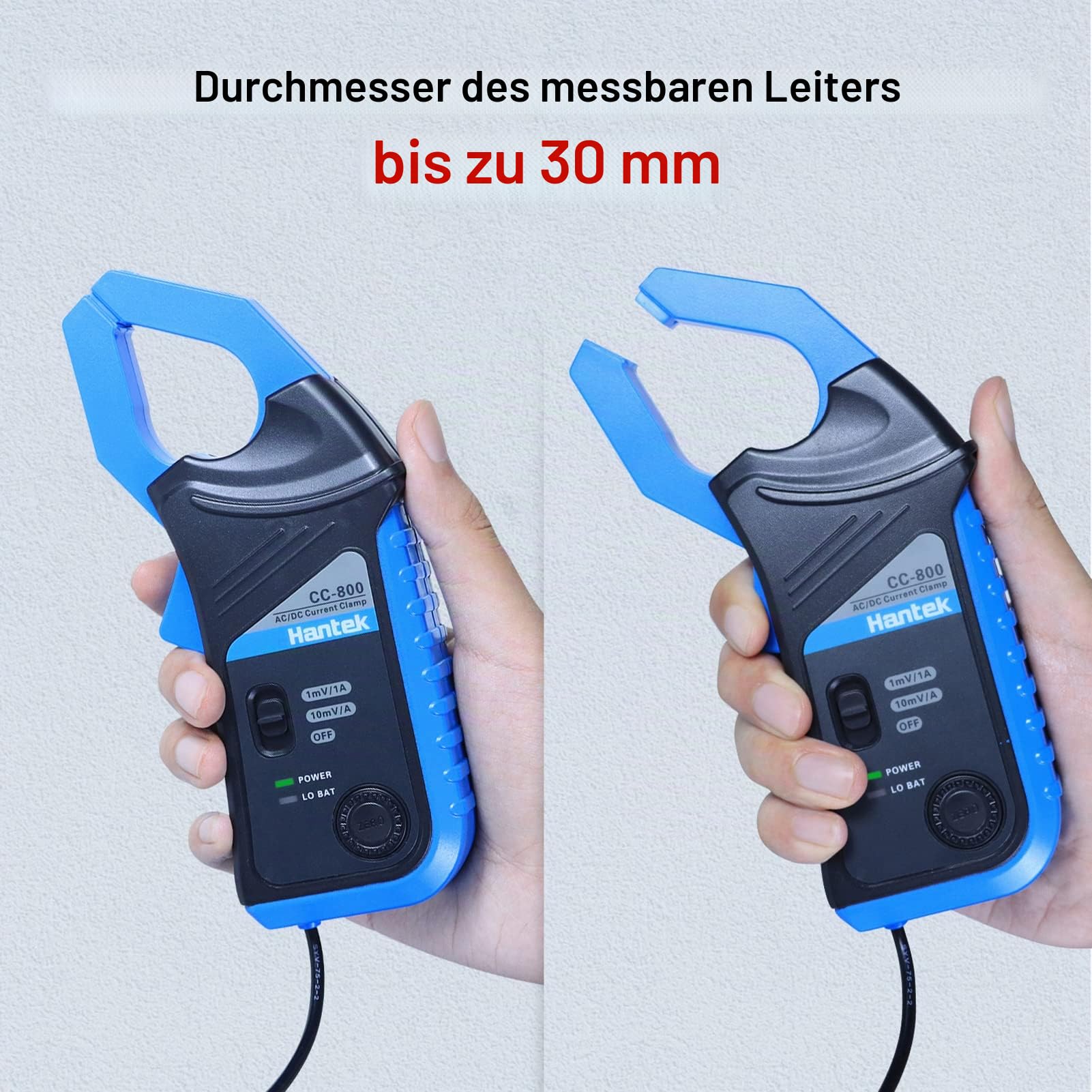 Hantek CC-800 AC/DC Stromzange 5KH Oszilloskop Multimeter Bandbreite 1mV/10mV/A 500A/800A mit BNC Anschluss