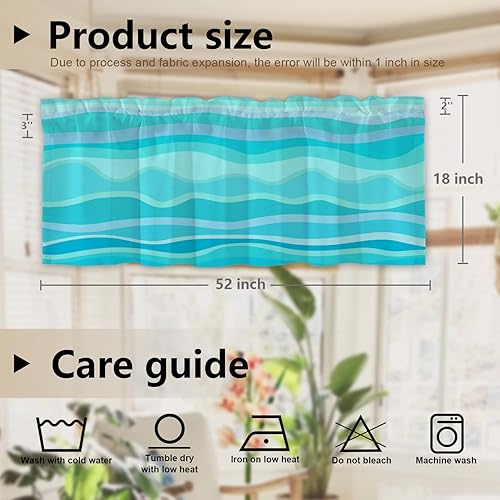 Miniatura 5 de Doodle Line Art - Cenefas de cocina para ventanas, líneas y ondas, multicolor, abstractas, opacas, cortinas de poliéster multicapa para cocina,