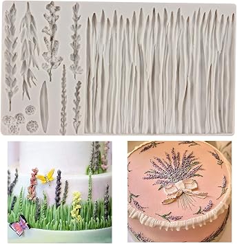 Lavender Flower Fondant Moulds Wheat Leaf Grass Silicone Mould | Cupcake Topper Cake Decorating Chocolate Candy Craft Gum Paste