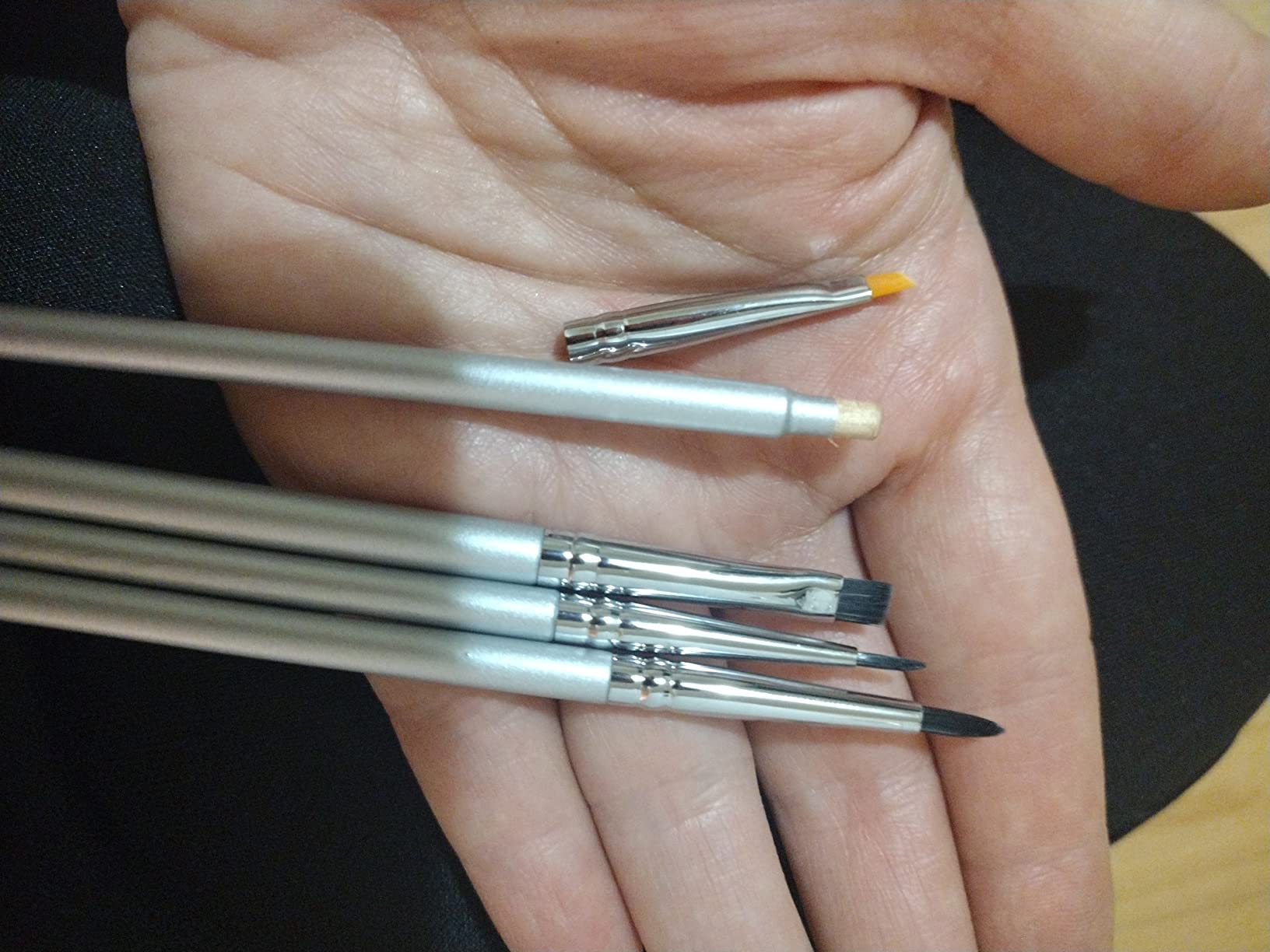 Vertex Eyeliner Brush Fine Angled Set - For Liquid Gel Liner Applicator Bent Stencils Thin Pencil Pen Real Small Sharpener Angle Wing Tips Firm Makeup Brushes Black Stamp Winged Kit Flat Waterproof Cat Eye