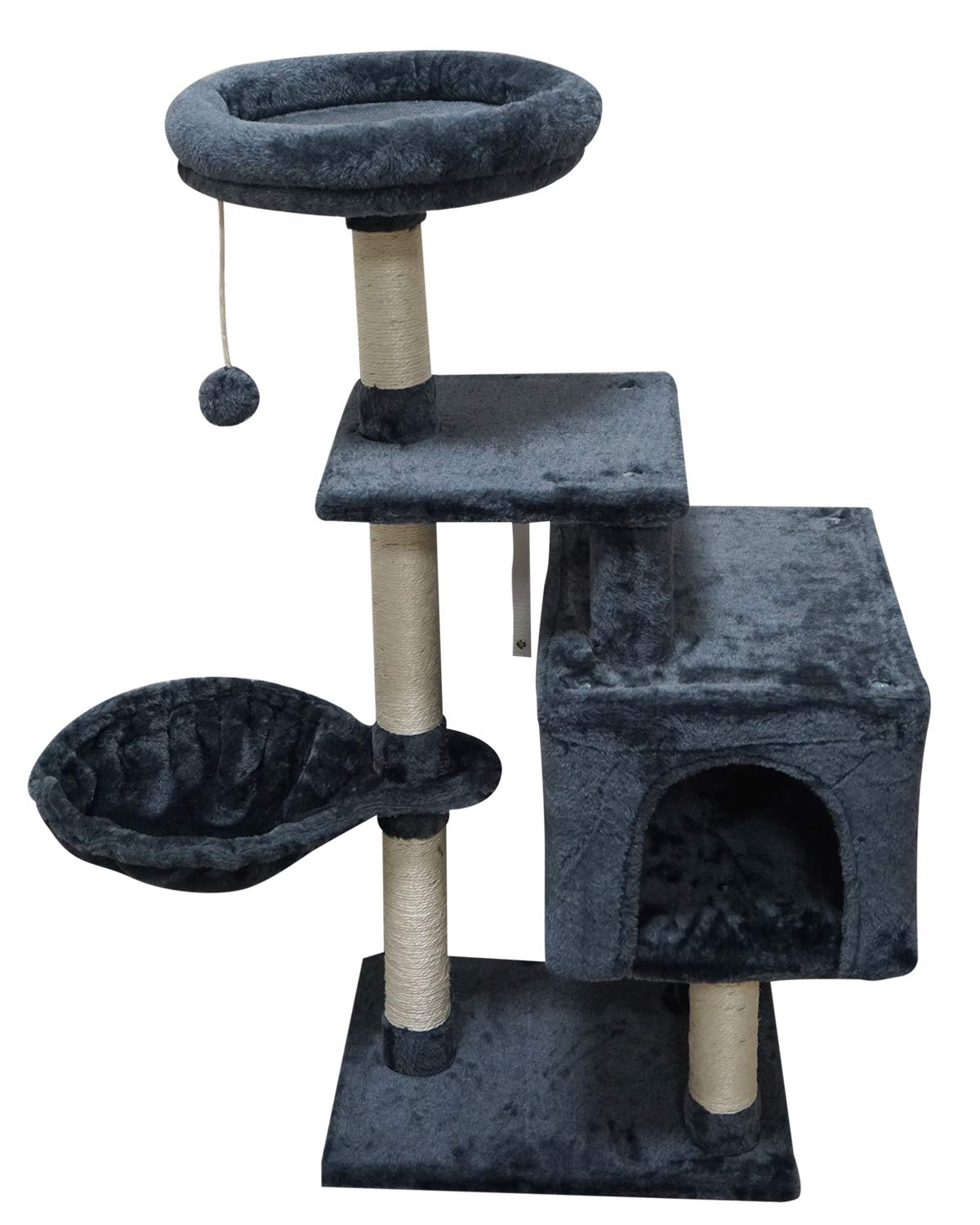 FISH&NAP Cat Tree Cat Tower Cat Condo Sisal Scratching Posts with Jump Platform Cat Furniture Activity Center Play House Smoky Grey
