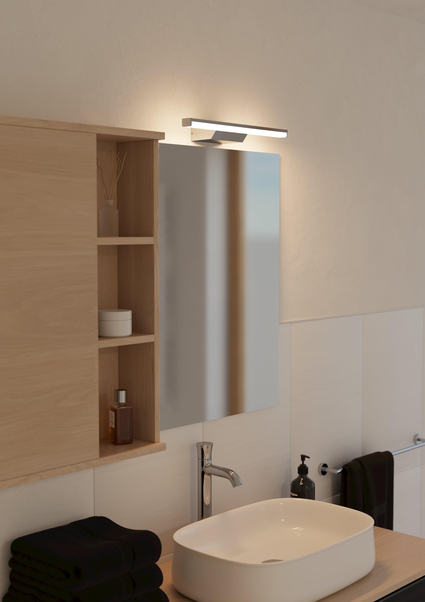 EGLO Connect.z Smart-Home LED Spiegelleuchte Regello-Z, L 60 cm, ZigBee | App und Sprachsteuerung Alexa, Lichtfarbe einstellbar (warmweiß-kaltweiß), RGB, dimmbar, Bad Wandlampe, silber, IP44