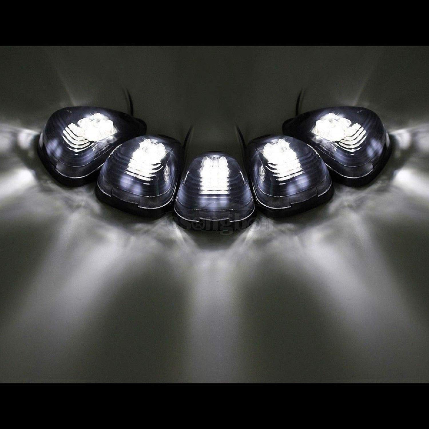 5 x 12 LEDs, bernsteinfarbene LED-Kabinenmarkierungsleuchten, für Ford Dodge Truck SUV Pickup