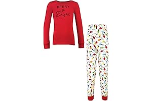 Merry And Bright Kids Unisex Holiday Pajamas: Christmas PJs for Girls