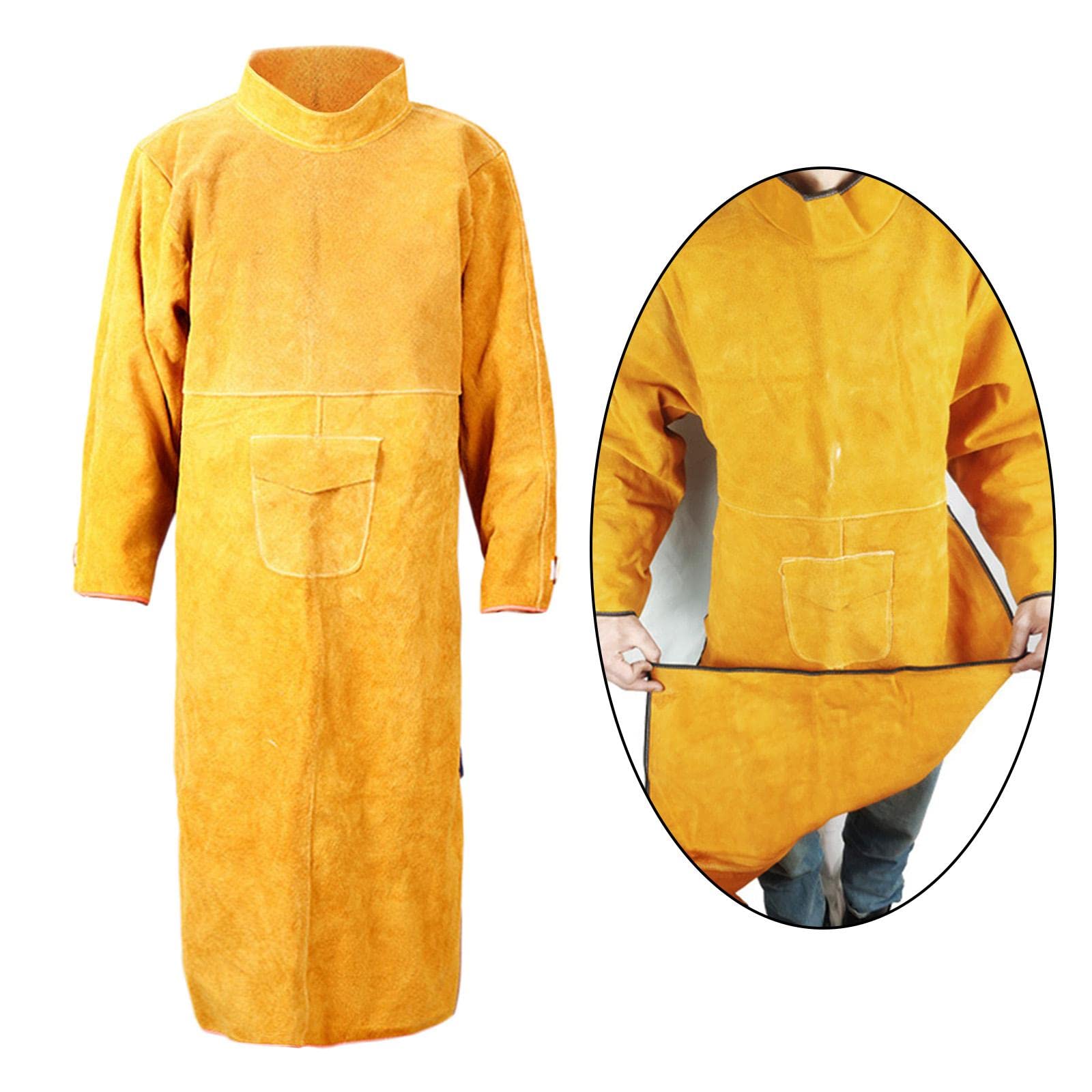 Chaqueta de Soldar de Cuero Ty, Delantal Protector, Ropa de Soldador, Traje de Soldador, Delantal de, Equipo para Barbacoa de Jardín O, 130cm